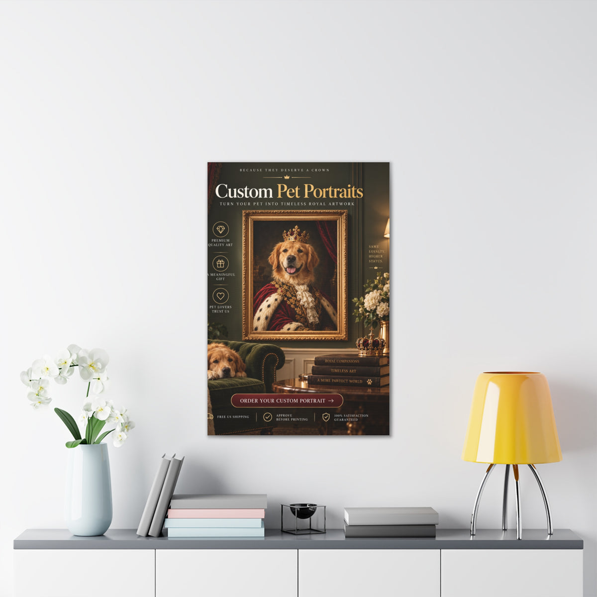 Custom Pet Portrait From Your Photo | Personalized Royal Canvas