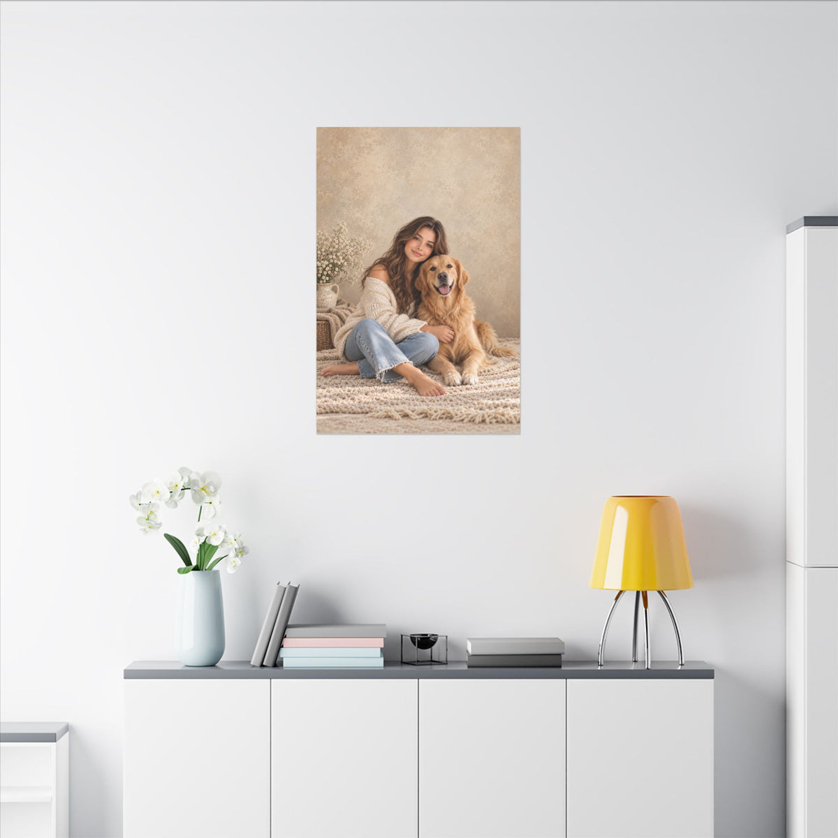 Custom Woman & Cat Portrait From Your Photo | Personalized Canvas