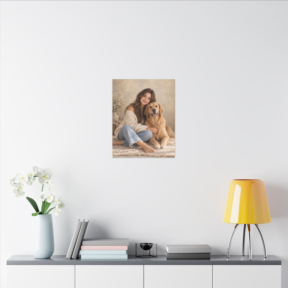 Custom Woman & Cat Portrait From Your Photo | Personalized Canvas