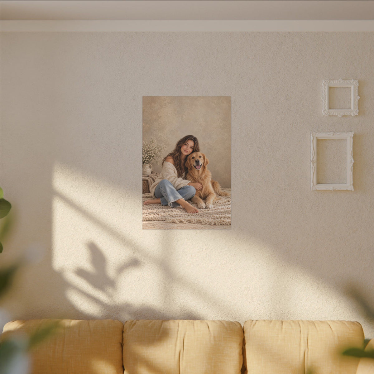 Custom Woman & Cat Portrait From Your Photo | Personalized Canvas