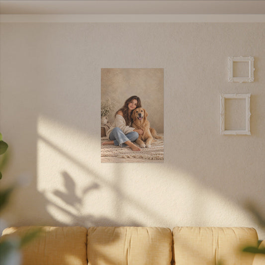 Custom Woman & Cat Portrait From Your Photo | Personalized Canvas