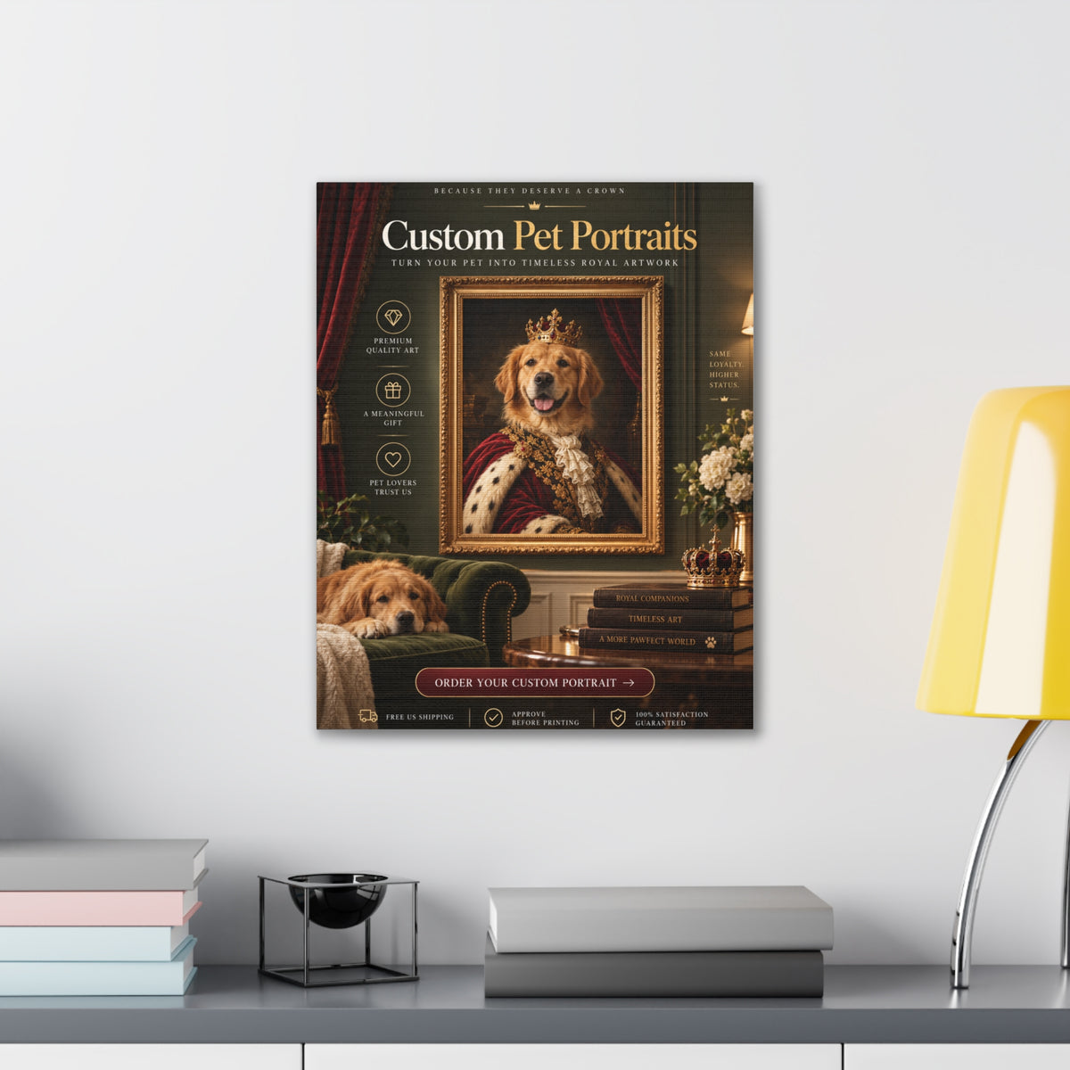 Custom Pet Portrait From Your Photo | Personalized Royal Canvas