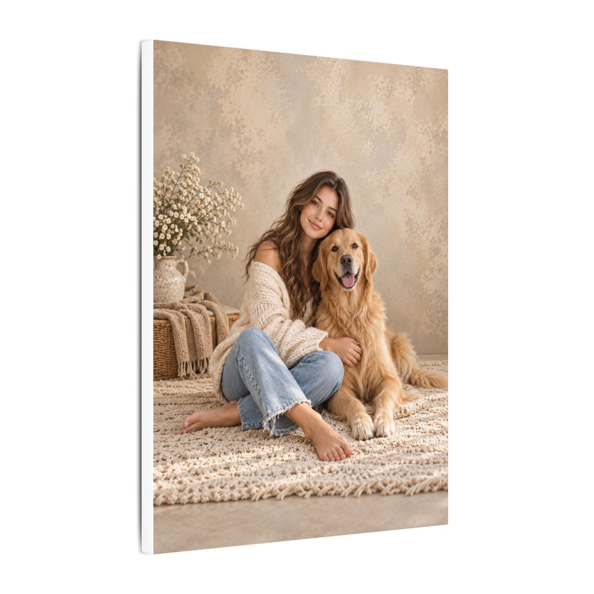 Custom Woman & Cat Portrait From Your Photo | Personalized Canvas