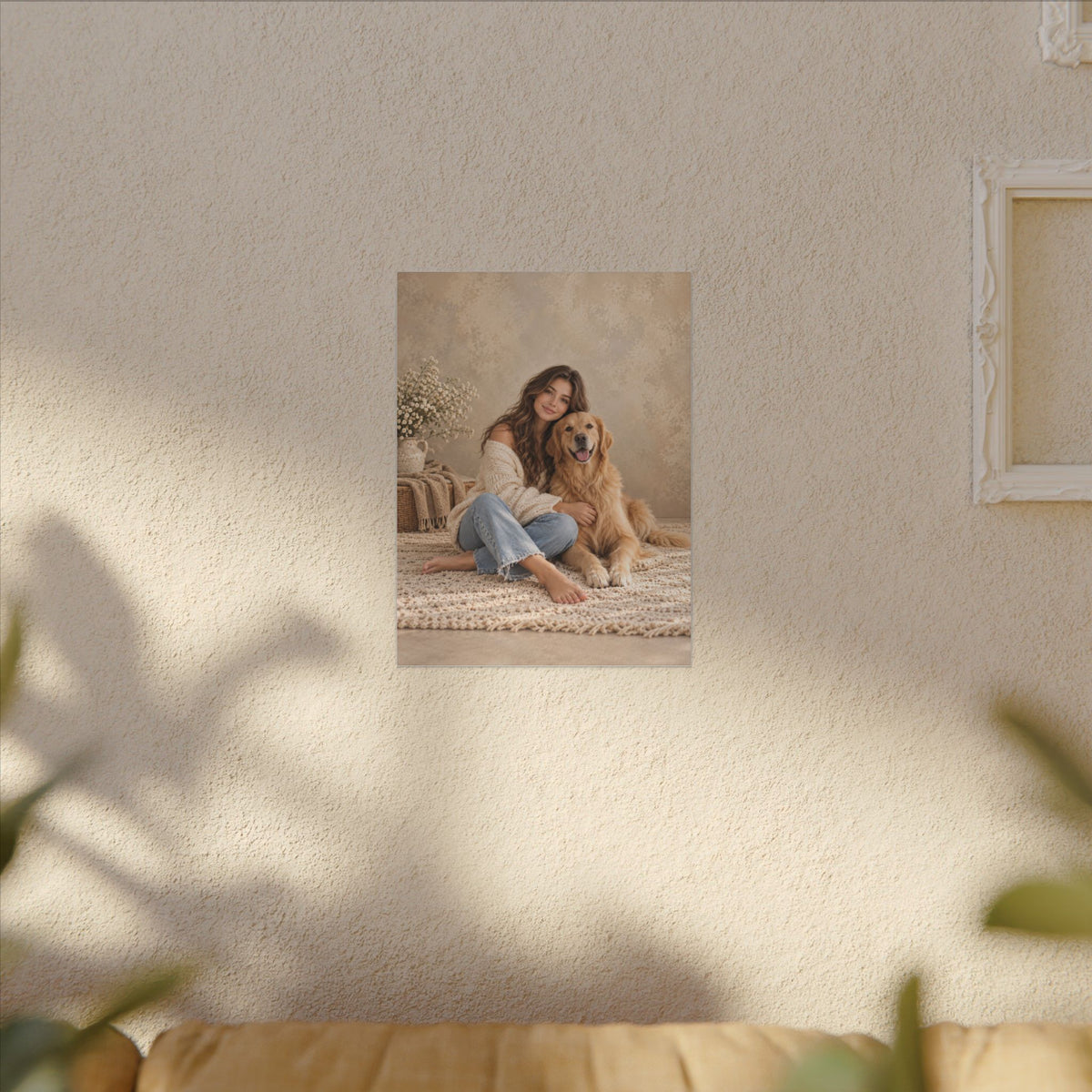 Custom Woman & Cat Portrait From Your Photo | Personalized Canvas
