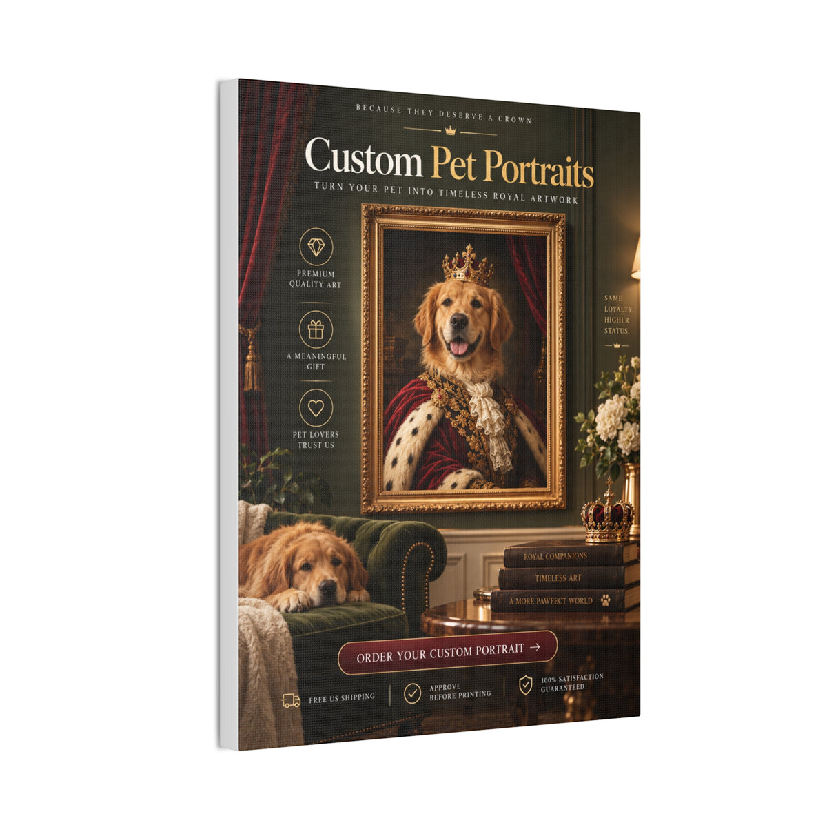 Custom Pet Portrait From Your Photo | Personalized Royal Canvas