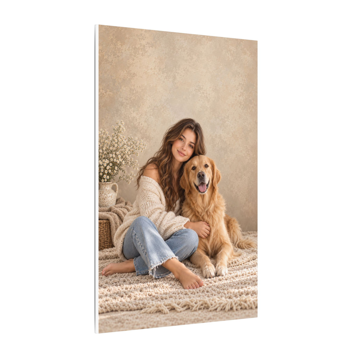 Custom Woman & Cat Portrait From Your Photo | Personalized Canvas
